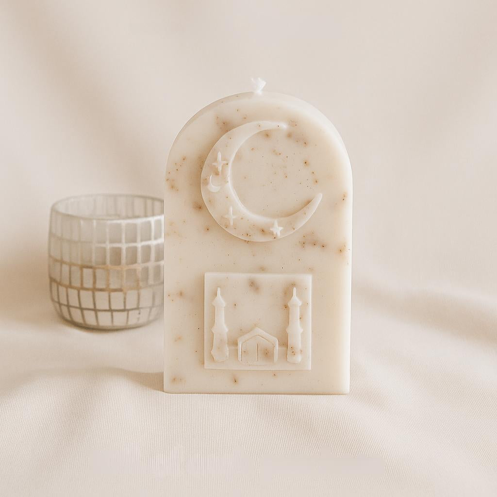 Handmade Candle – Mosque & Golden Crescent Design (inkl. MWST)